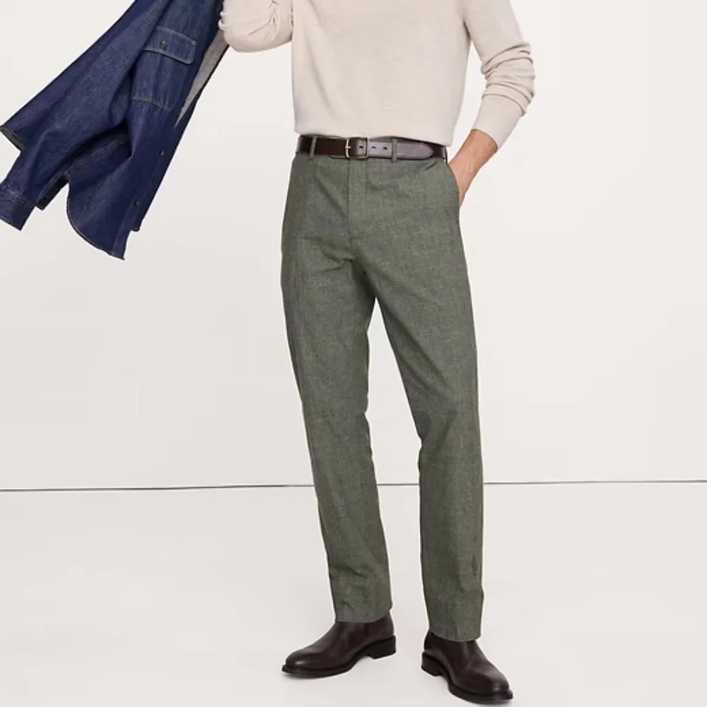 NWT Banana Republic Wrinkle Resistant Green Tailored Fit Pants 34x30 - Picture 5 of 5